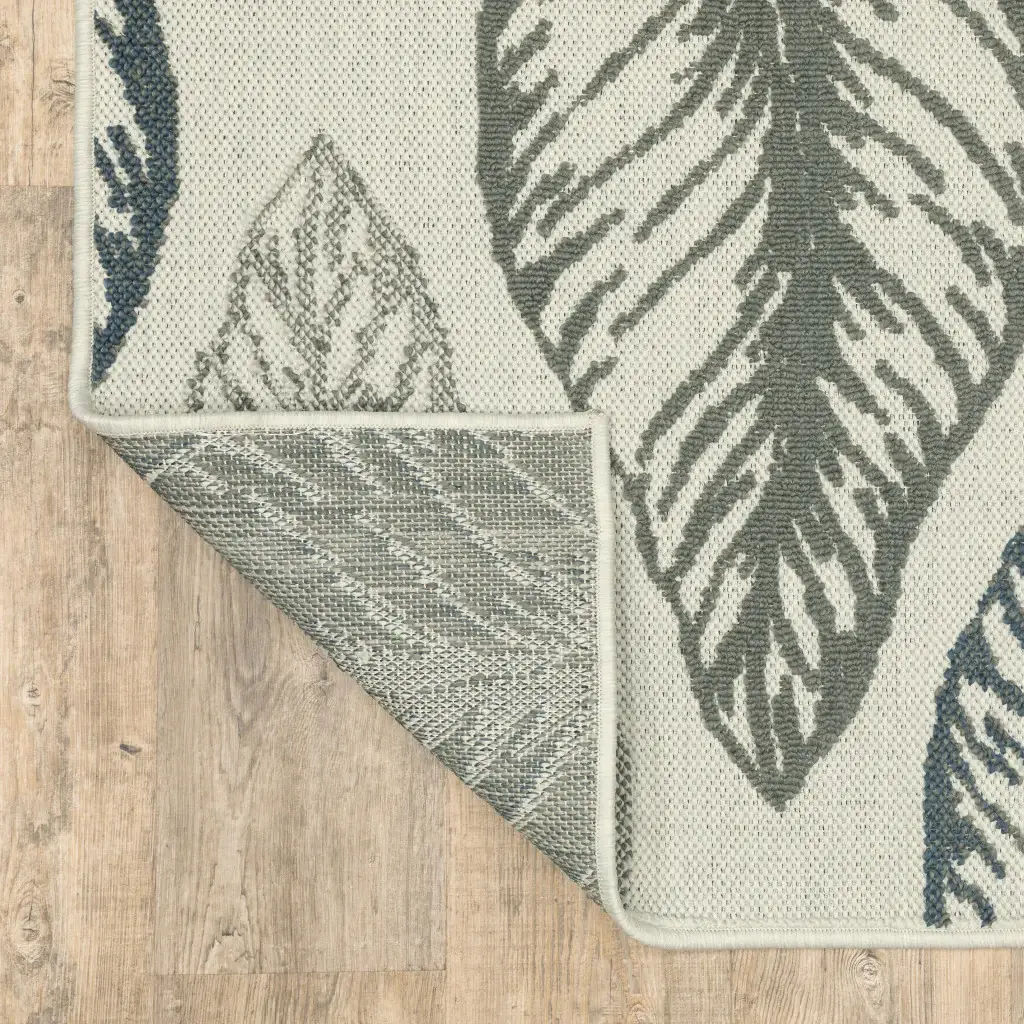 2' X 7' Beige Floral Stain Resistant Indoor Outdoor Area Rug - Image 4