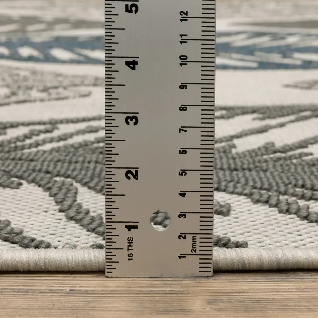 2' X 7' Beige Floral Stain Resistant Indoor Outdoor Area Rug - Image 5