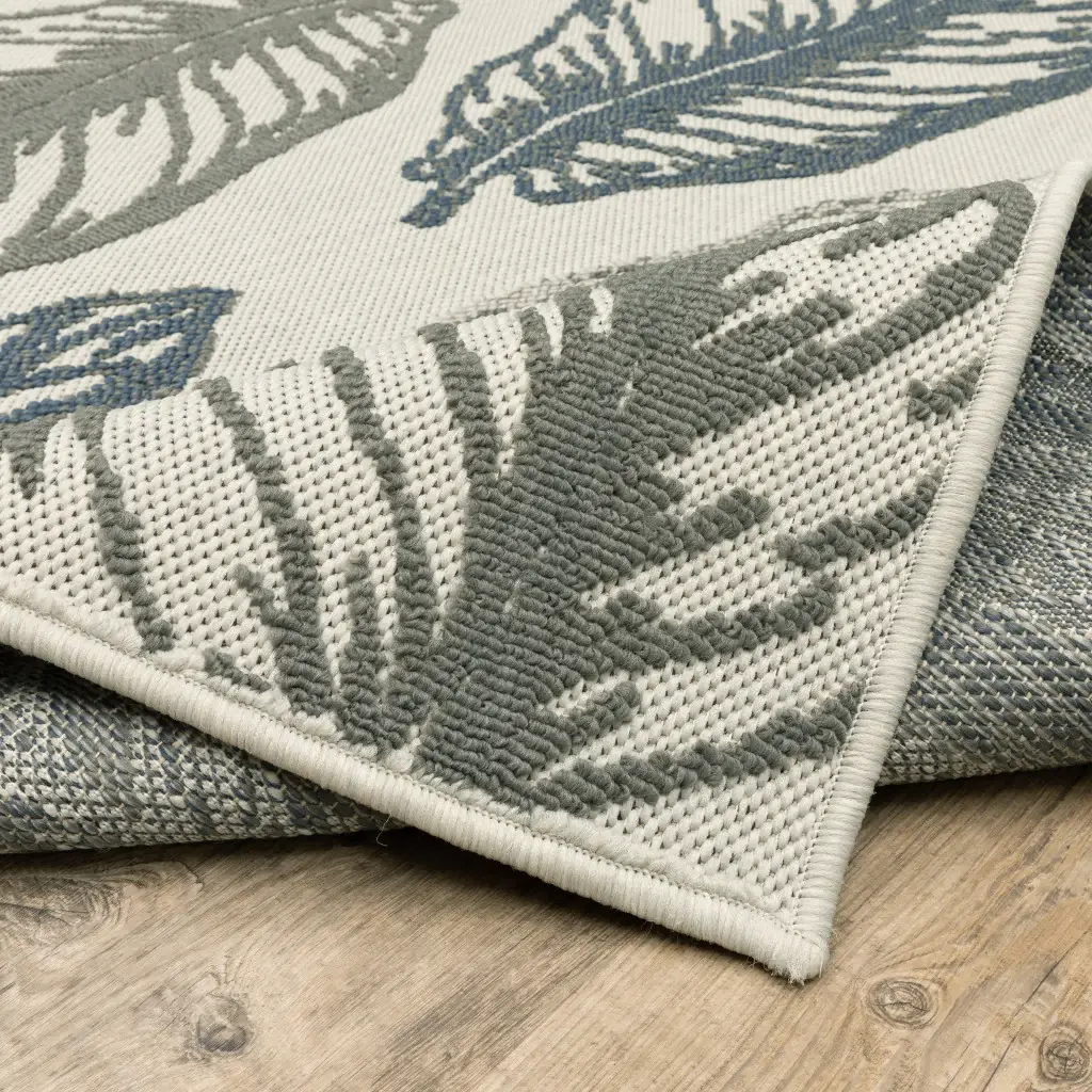 2' X 7' Beige Floral Stain Resistant Indoor Outdoor Area Rug - Image 6