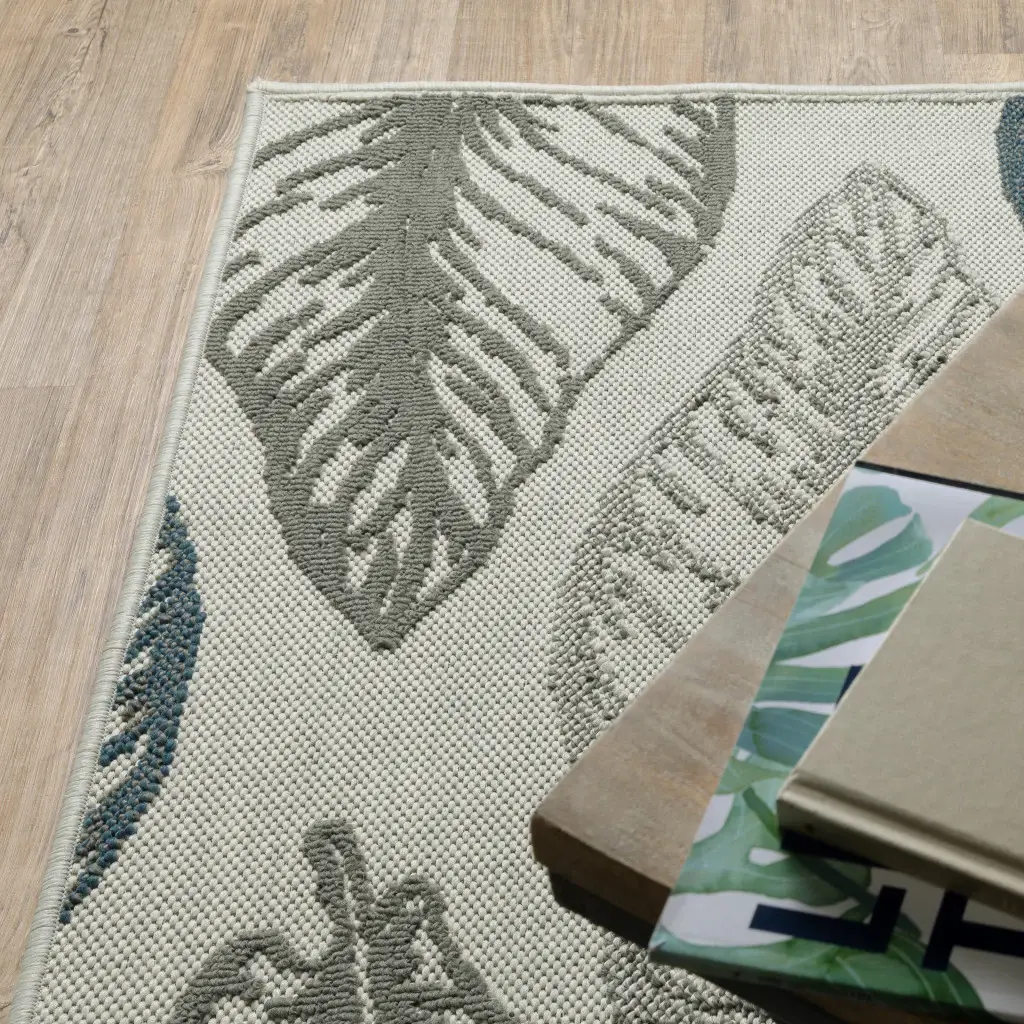 2' X 7' Beige Floral Stain Resistant Indoor Outdoor Area Rug - Image 7