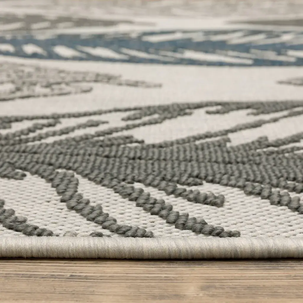 2' X 7' Beige Floral Stain Resistant Indoor Outdoor Area Rug - Image 9