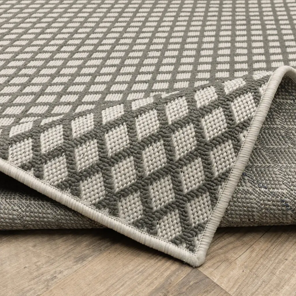 2' X 7' Beige Geometric Stain Resistant Indoor Outdoor Area Rug - Image 8
