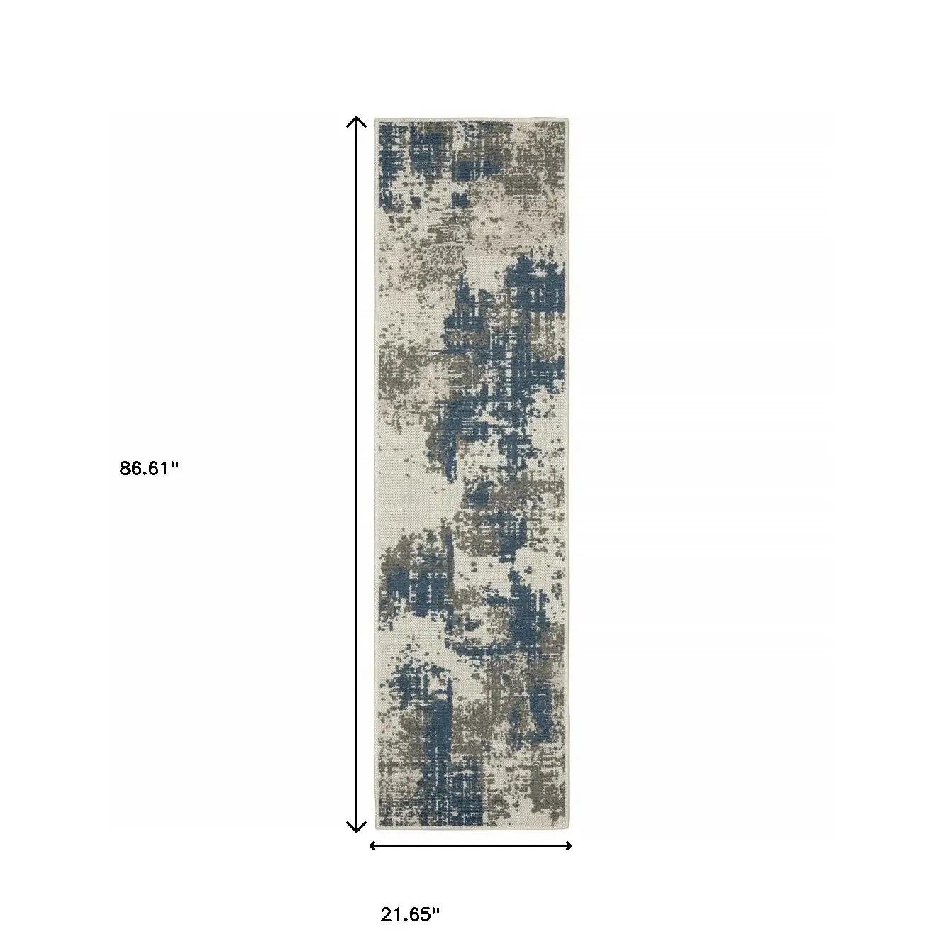 2' X 7' Blue and Beige Abstract Stain Resistant Indoor Outdoor Area Rug - Image 8