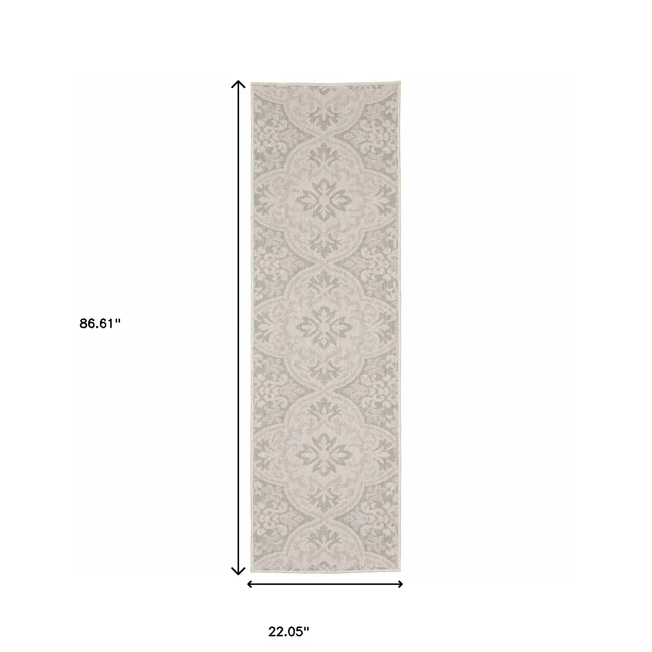 2' X 7' Gray and Ivory Floral Stain Resistant Indoor Outdoor Area Rug - Image 7