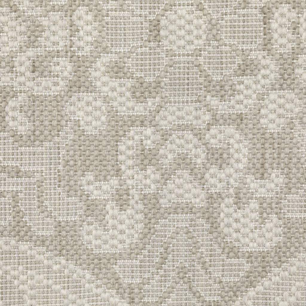 2' X 7' Gray and Ivory Floral Stain Resistant Indoor Outdoor Area Rug - Image 9