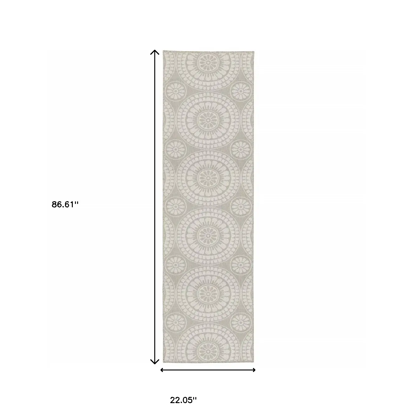 2' X 7' Gray and Ivory Geometric Stain Resistant Indoor Outdoor Area Rug - Image 6