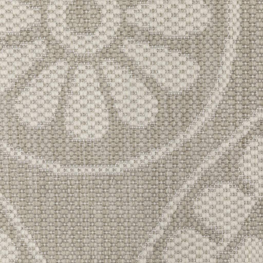 2' X 7' Gray and Ivory Geometric Stain Resistant Indoor Outdoor Area Rug - Image 8