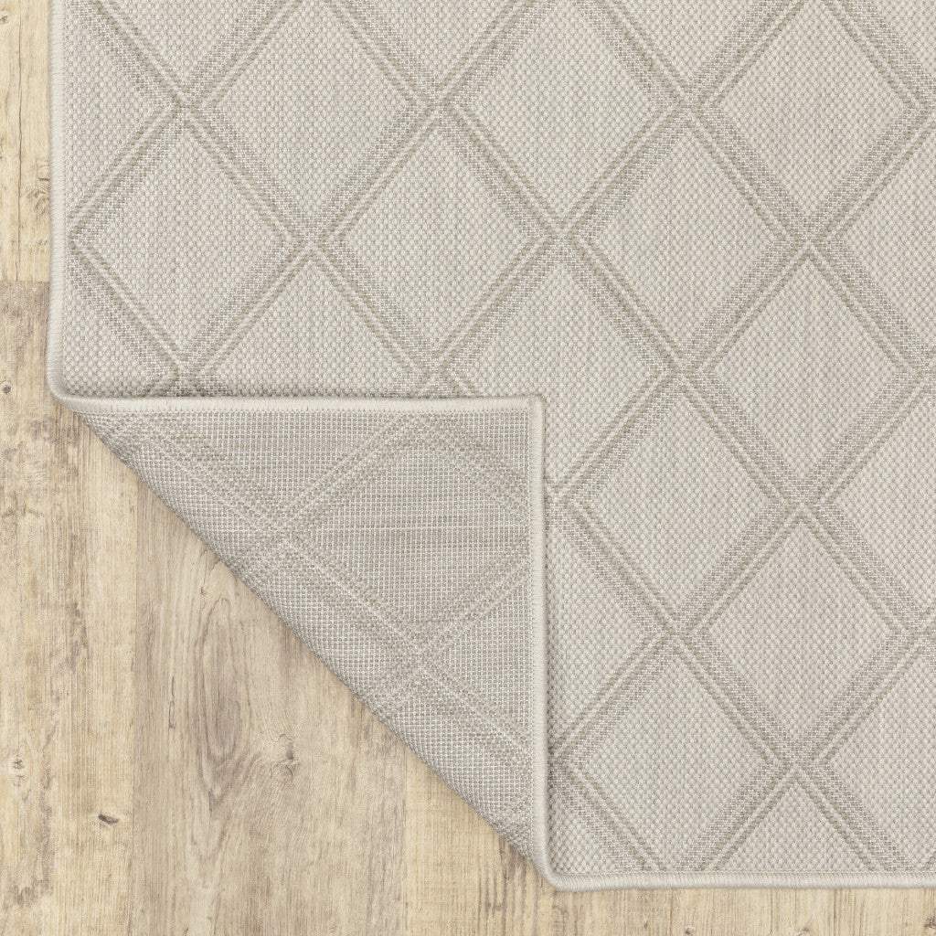 2' X 7' Gray and Ivory Geometric Stain Resistant Indoor Outdoor Area Rug - Image 6