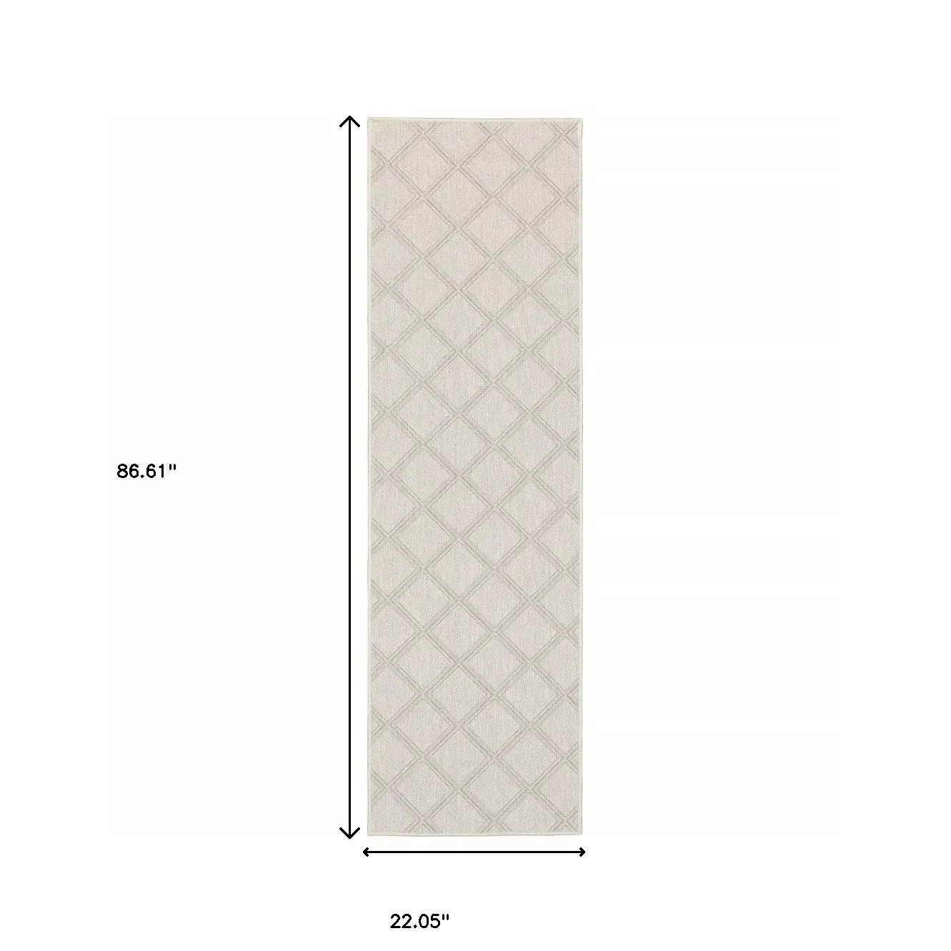 2' X 7' Gray and Ivory Geometric Stain Resistant Indoor Outdoor Area Rug - Image 9