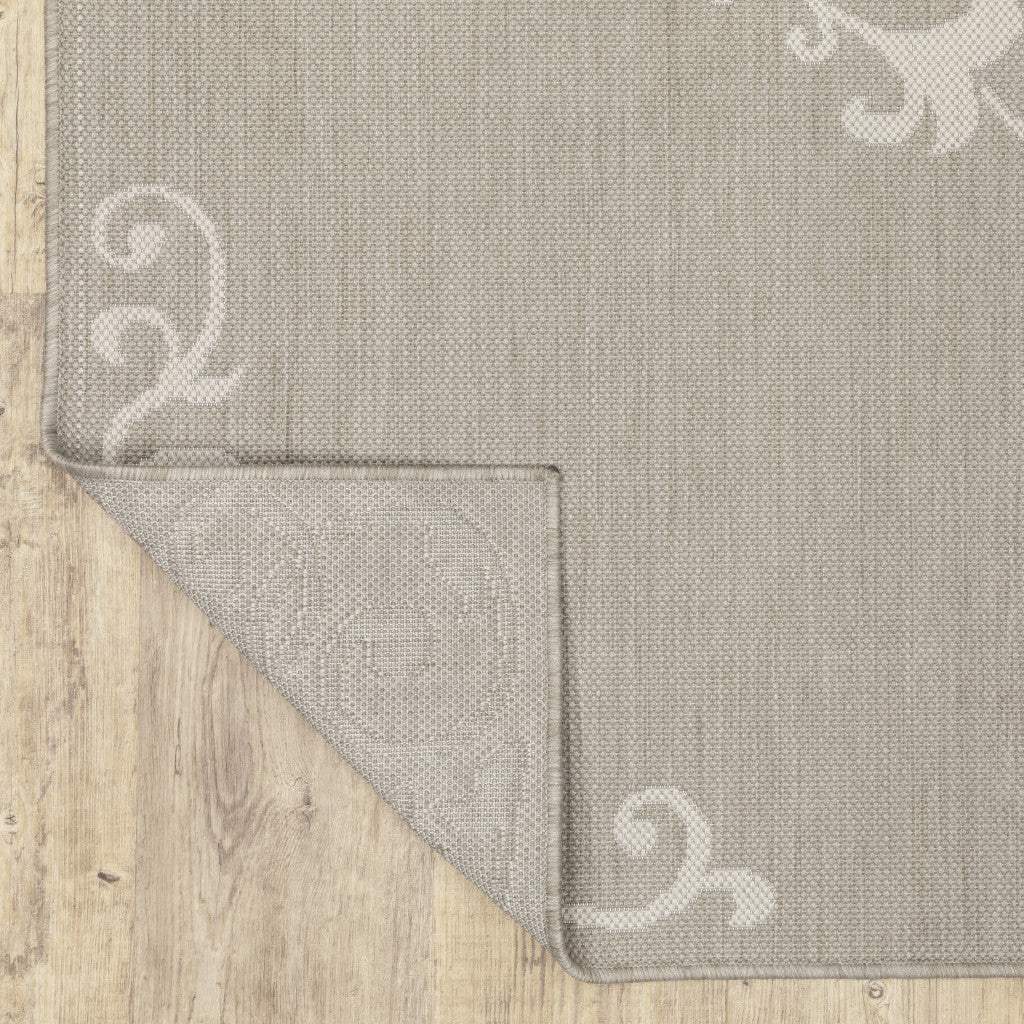 2' X 7' Gray and Ivory Oriental Stain Resistant Indoor Outdoor Area Rug - Image 6