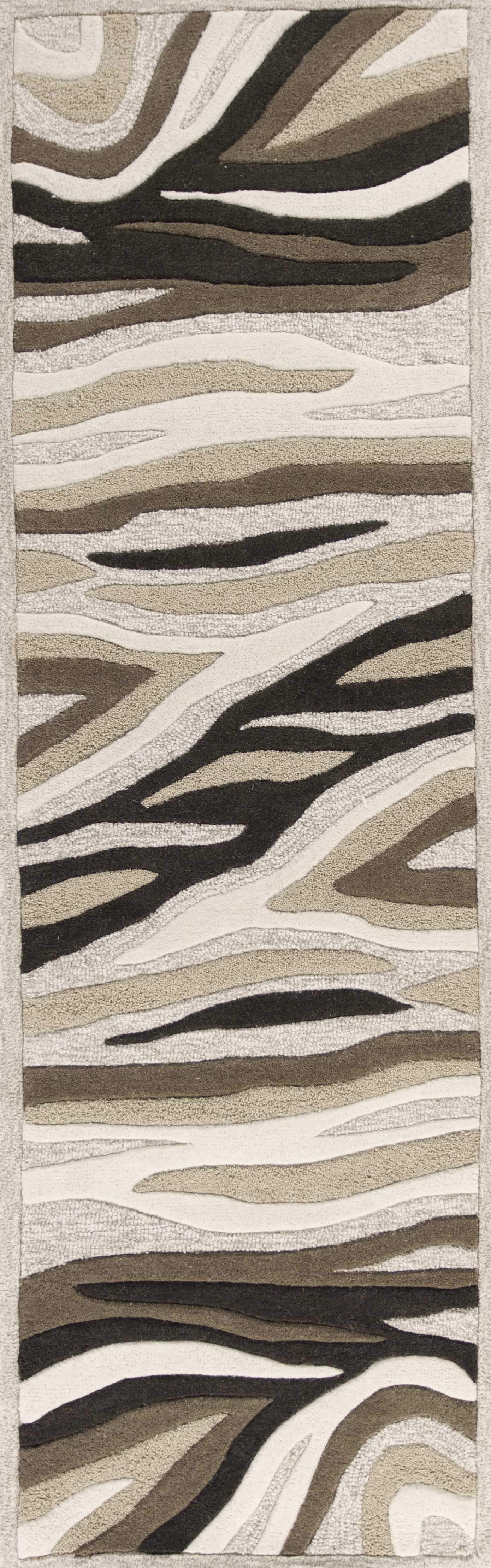 2' X 7' Natural Abstract Waves Wool Runner Rug - Image 5