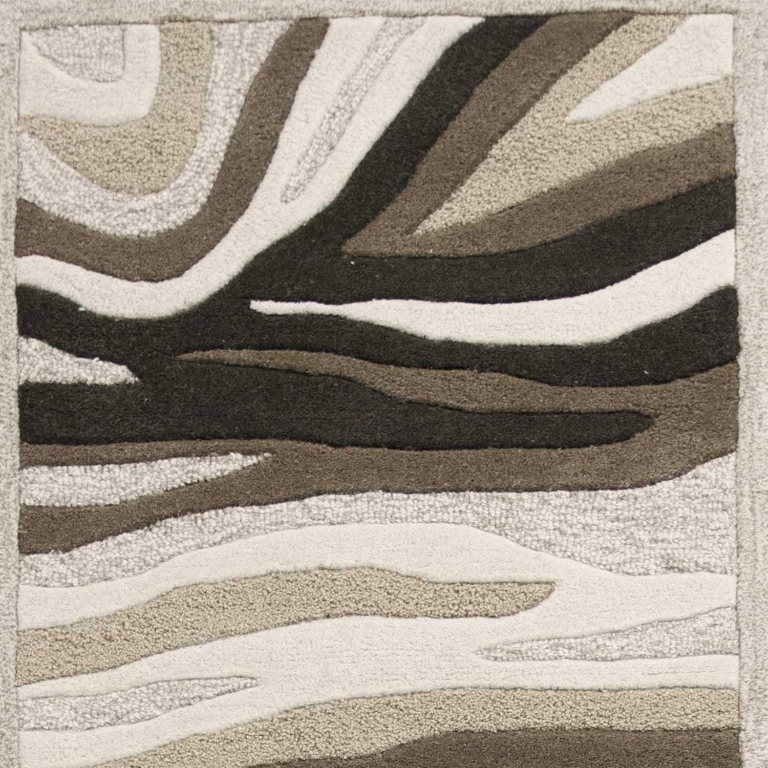 2' X 7' Natural Abstract Waves Wool Runner Rug - Image 6