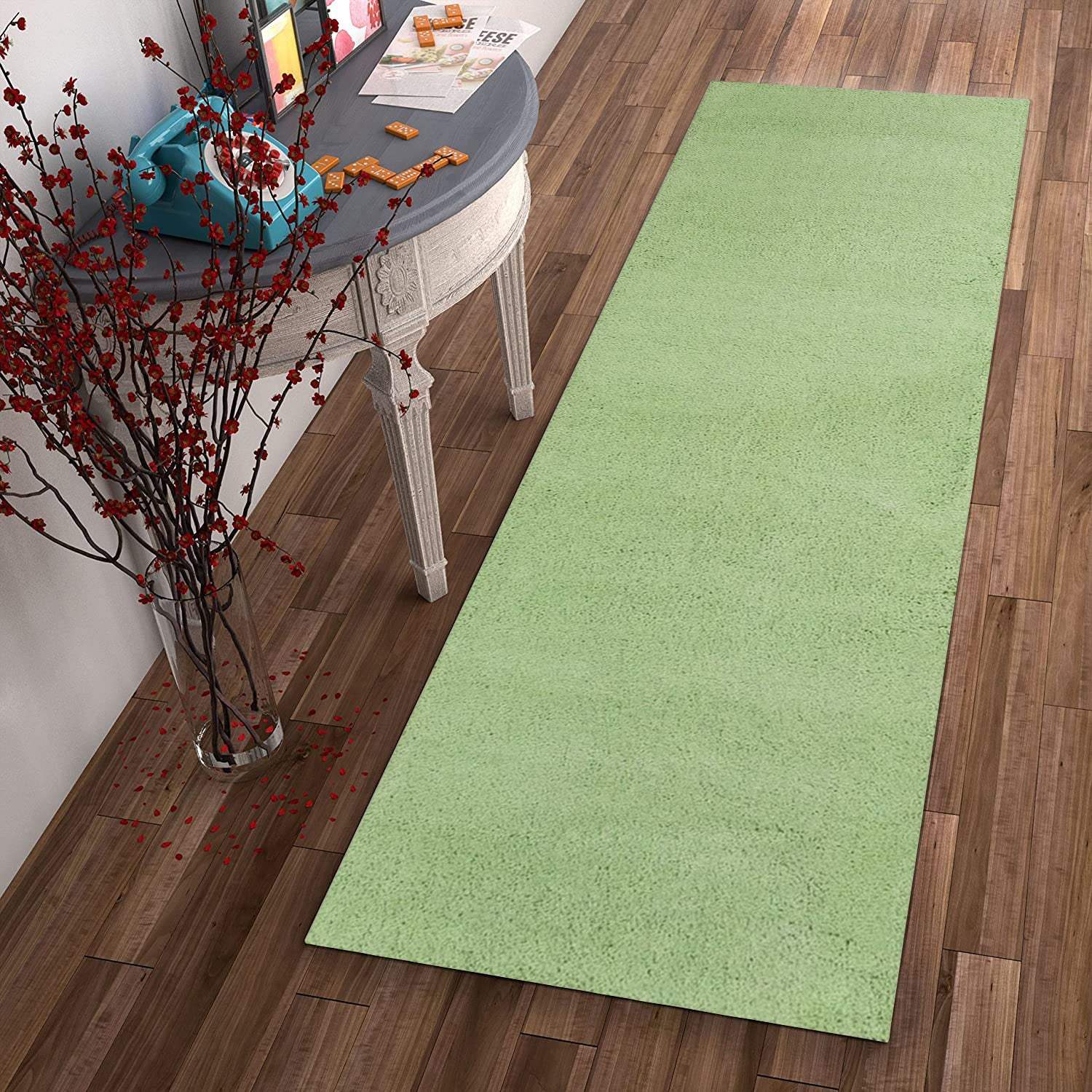 2' X 7' Spearmint Green Plain Runner Rug - Image 2