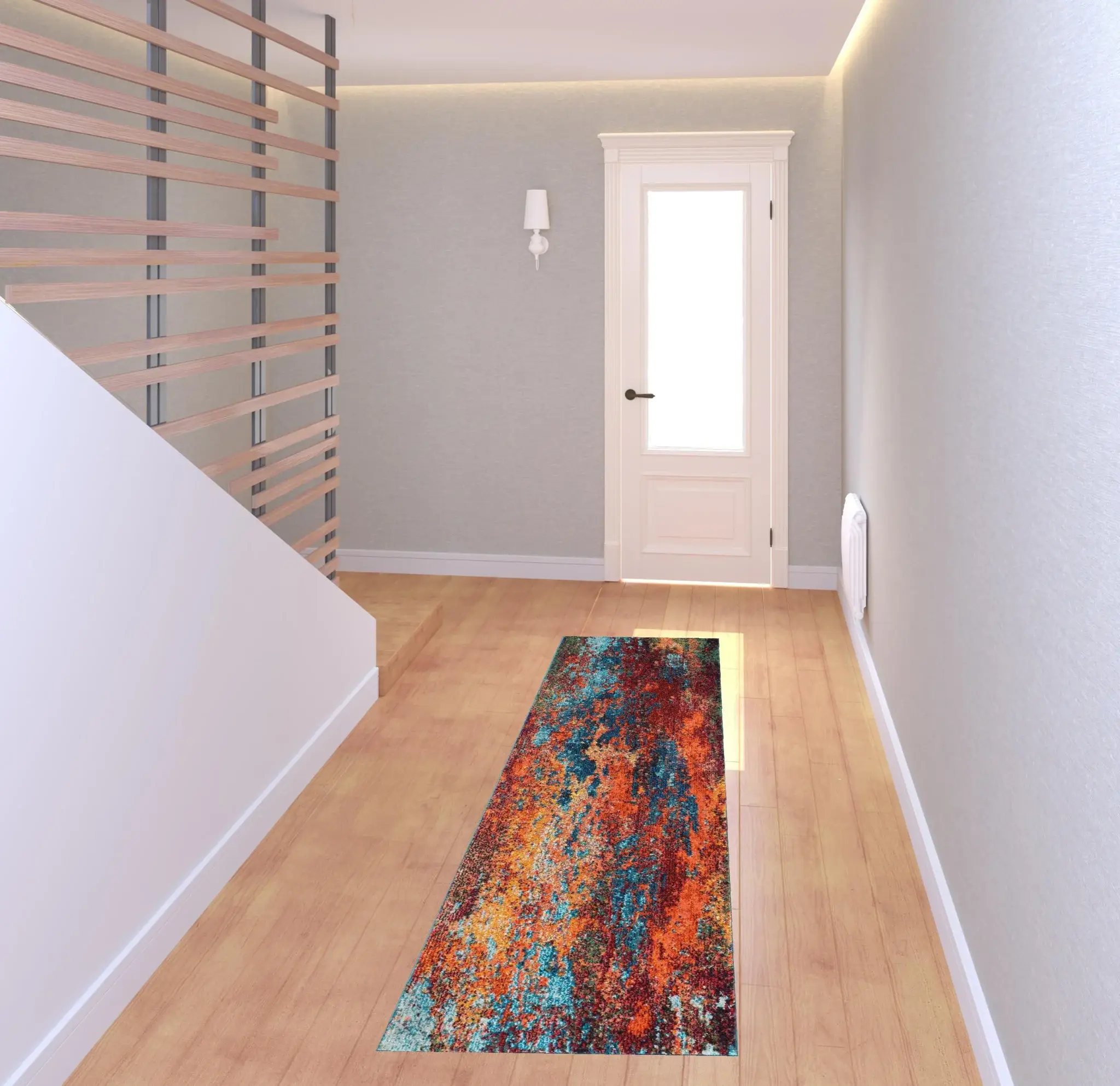 2' X 8' Atlantic Abstract Power Loom Non Skid Runner Rug - Image 2