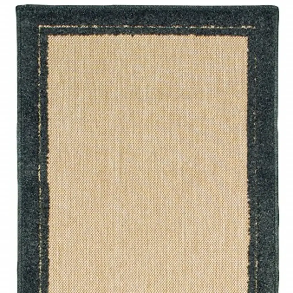 2' X 8' Beige and Black Indoor Outdoor Area Rug - Image 3