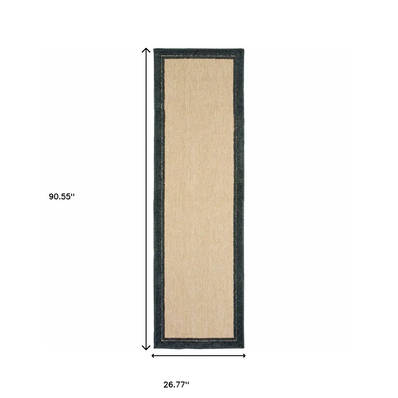 2' X 8' Beige and Black Indoor Outdoor Area Rug - Image 6