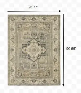 2' X 8' Beige And Gray Traditional Medallion Indoor Runner Rug - Image 4