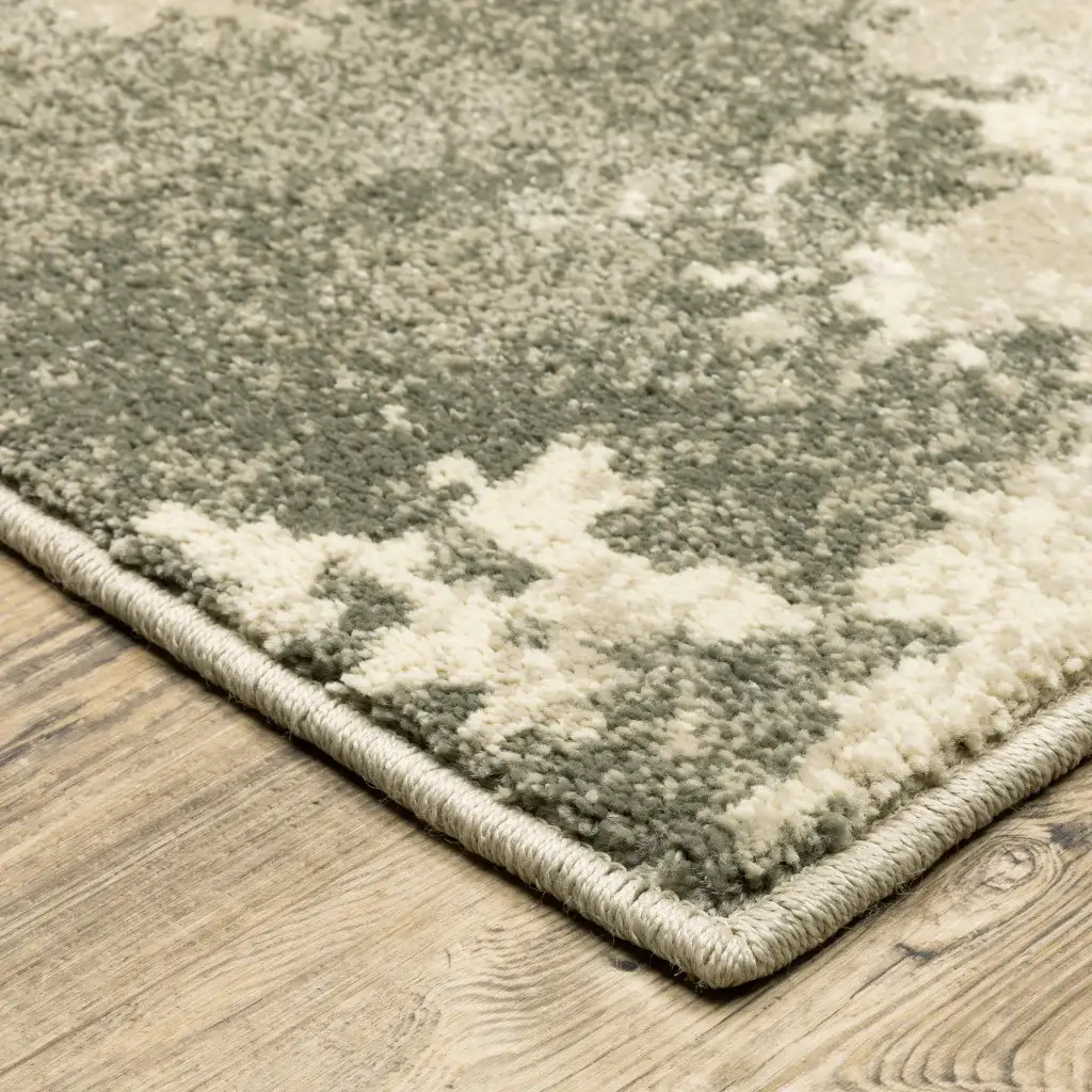 2' X 8' Beige And Grey Abstract Power Loom Stain Resistant Runner Rug - Image 2
