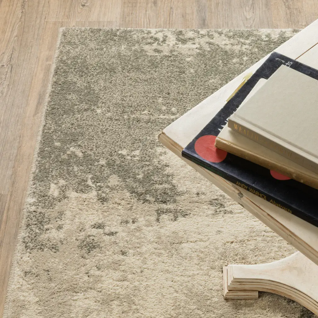 2' X 8' Beige And Grey Abstract Power Loom Stain Resistant Runner Rug - Image 3
