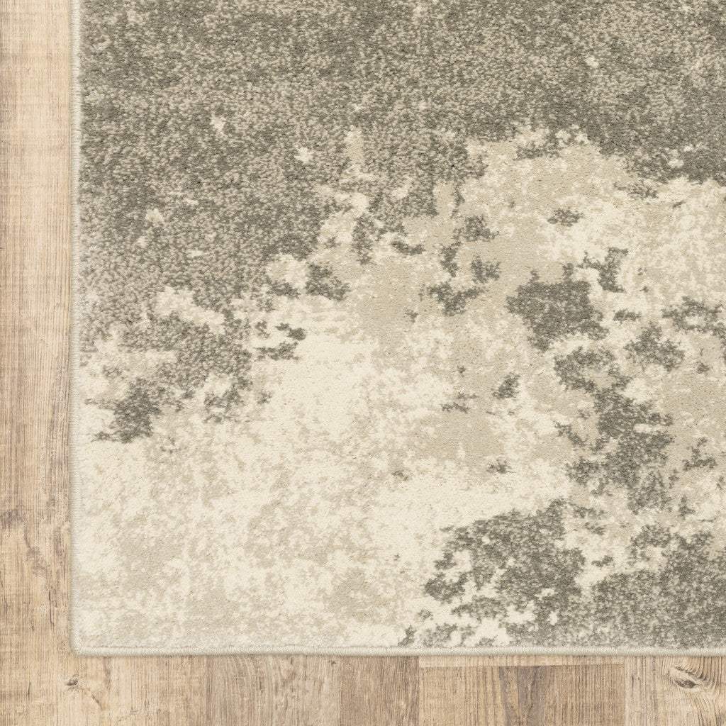 2' X 8' Beige And Grey Abstract Power Loom Stain Resistant Runner Rug - Image 4