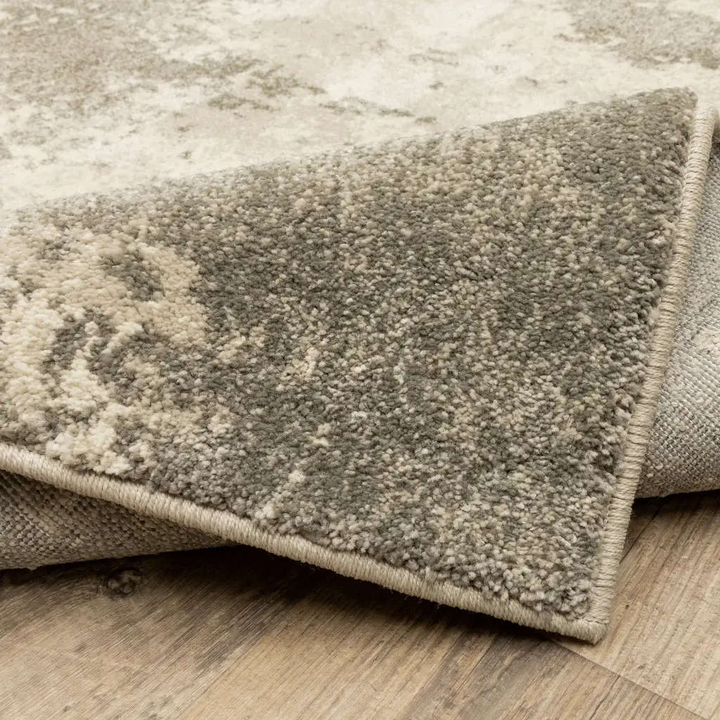 2' X 8' Beige And Grey Abstract Power Loom Stain Resistant Runner Rug - Image 5