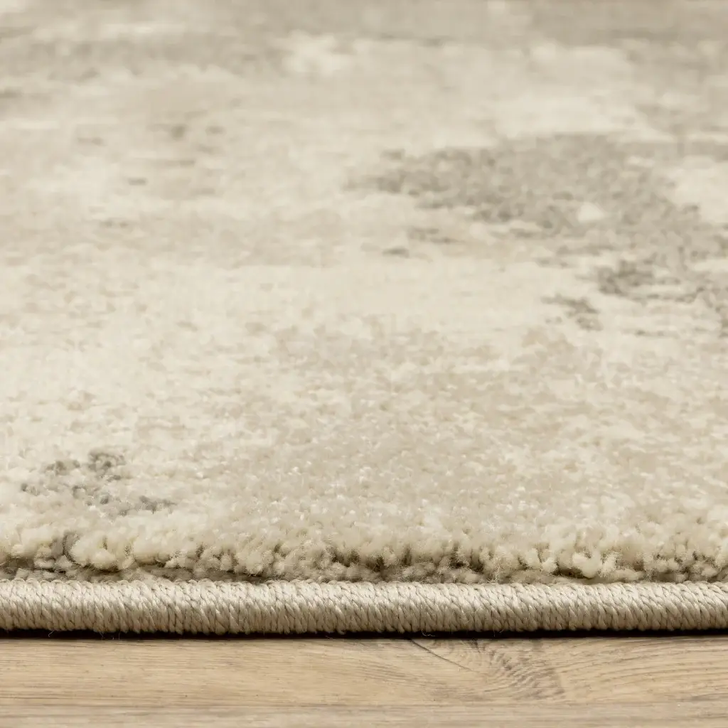 2' X 8' Beige And Grey Abstract Power Loom Stain Resistant Runner Rug - Image 7