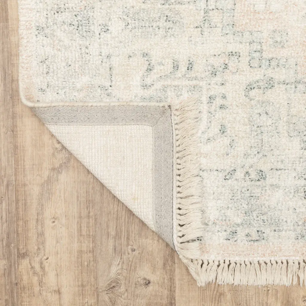 2' X 8' Beige And Grey Oriental Hand Loomed Stain Resistant Runner Rug With Fringe - Image 5
