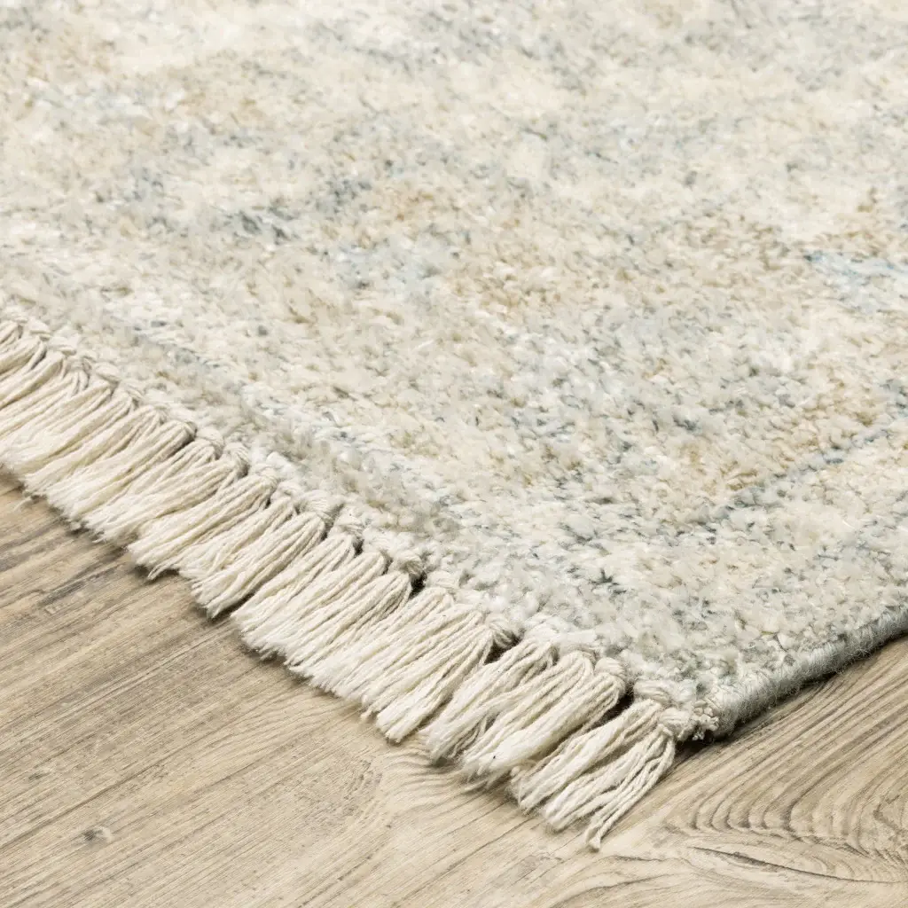 2' X 8' Beige And Grey Oriental Hand Loomed Stain Resistant Runner Rug With Fringe - Image 6