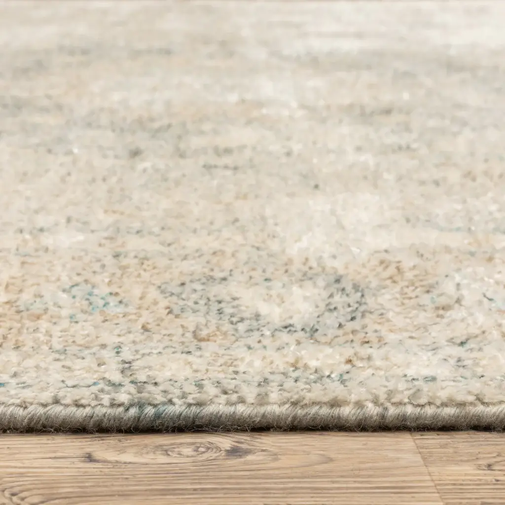 2' X 8' Beige And Grey Oriental Hand Loomed Stain Resistant Runner Rug With Fringe - Image 7