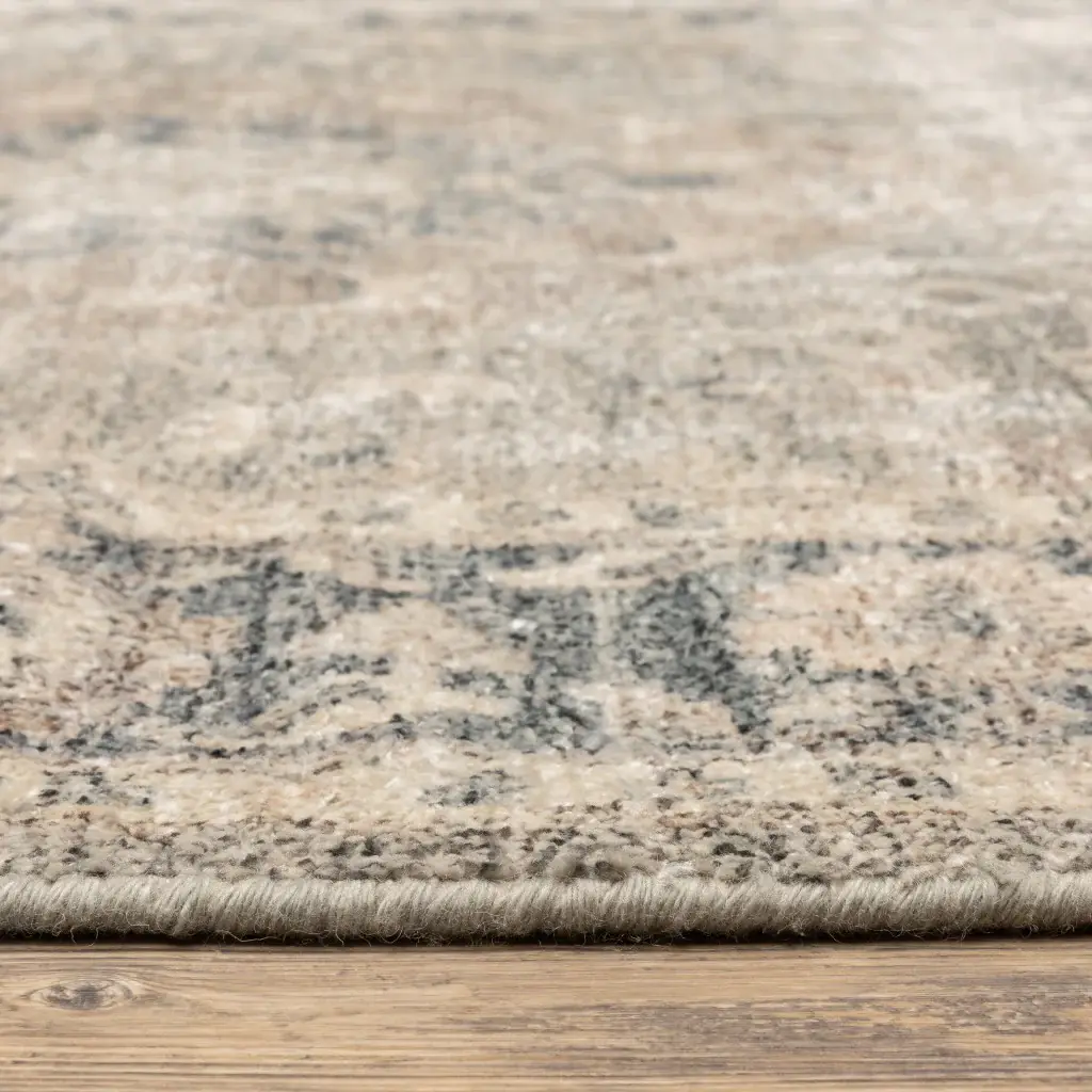 2' X 8' Beige And Grey Oriental Hand Loomed Stain Resistant Runner Rug With Fringe - Image 7