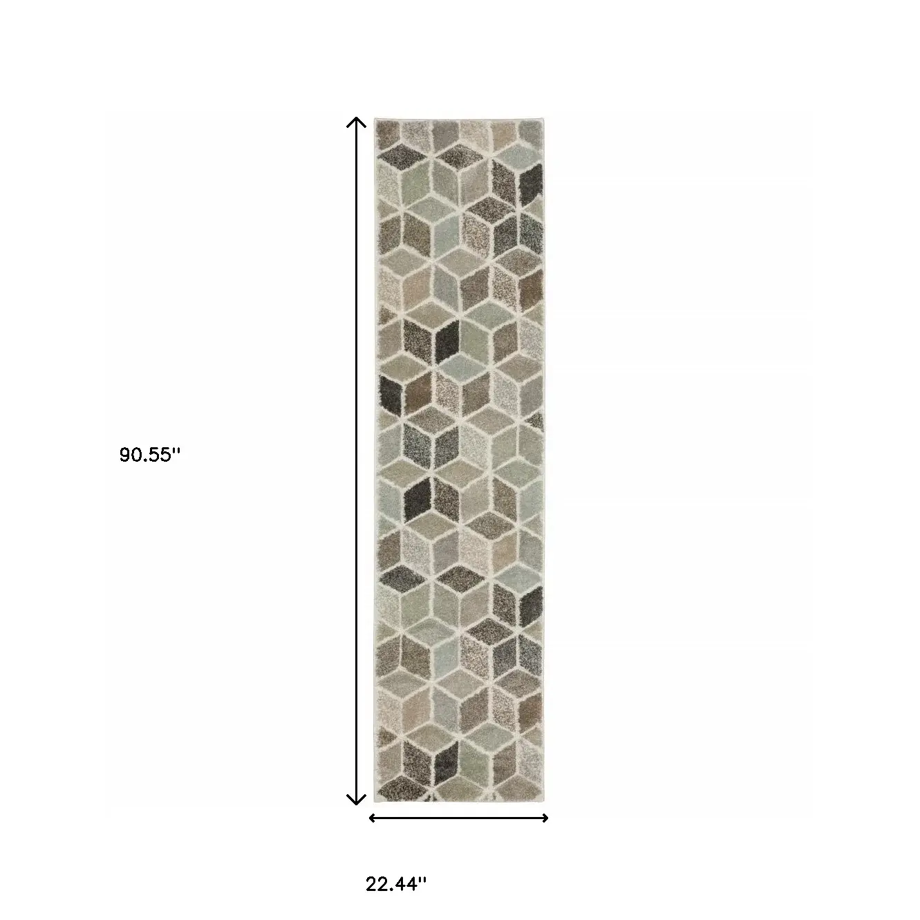 2' X 8' Beige Brown Grey Tan Sage And Pale Blue Geometric Power Loom Stain Resistant Runner Rug - Image 8