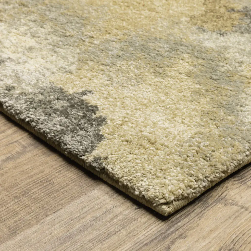 2' X 8' Beige Grey And Gold Abstract Power Loom Stain Resistant Runner Rug - Image 2