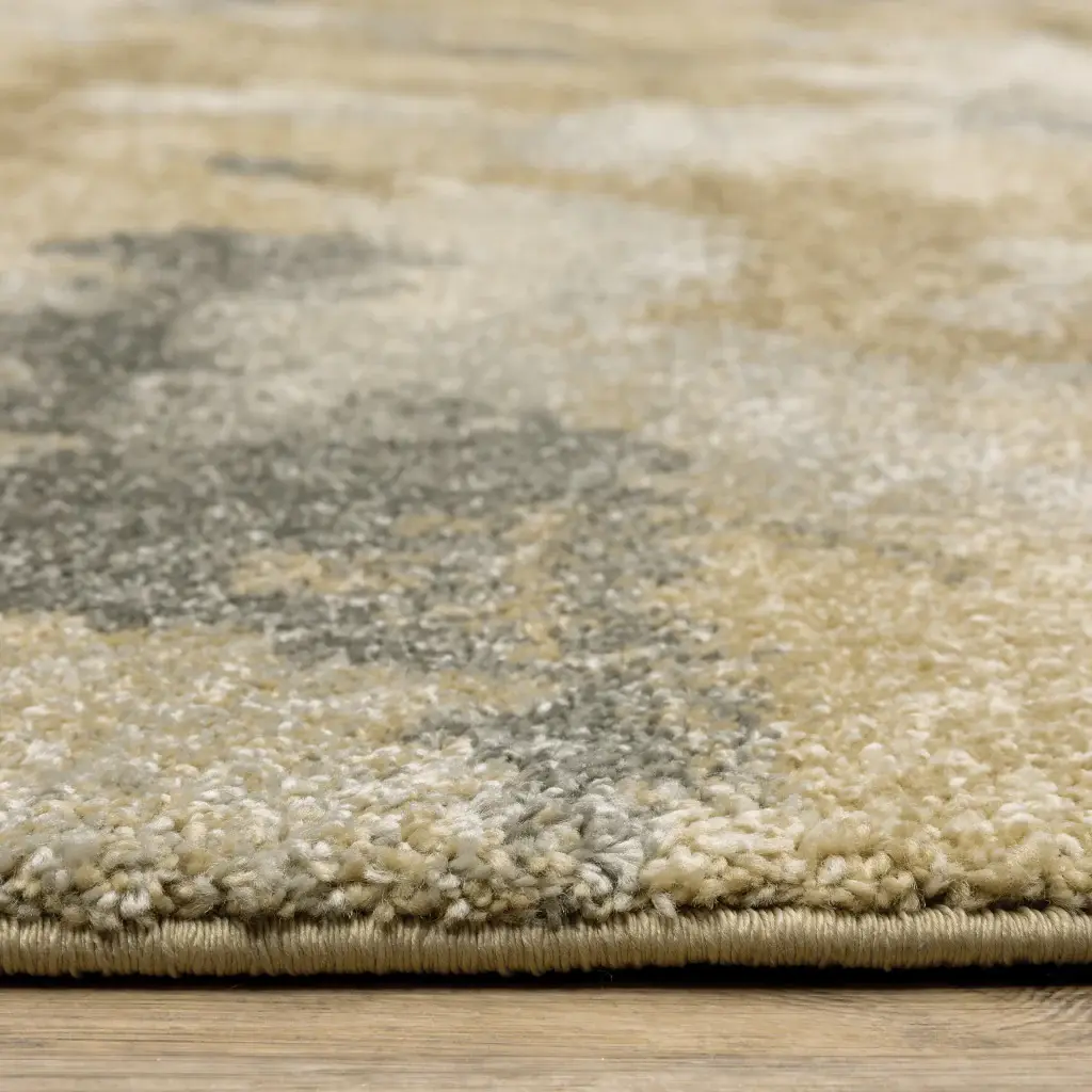 2' X 8' Beige Grey And Gold Abstract Power Loom Stain Resistant Runner Rug - Image 8