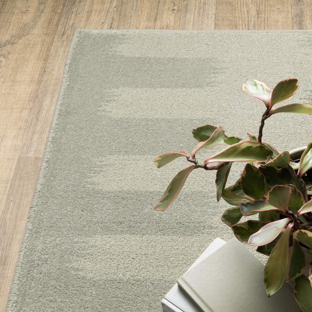 2' X 8' Beige Grey Gold And Green Geometric Power Loom Stain Resistant Runner Rug - Image 3