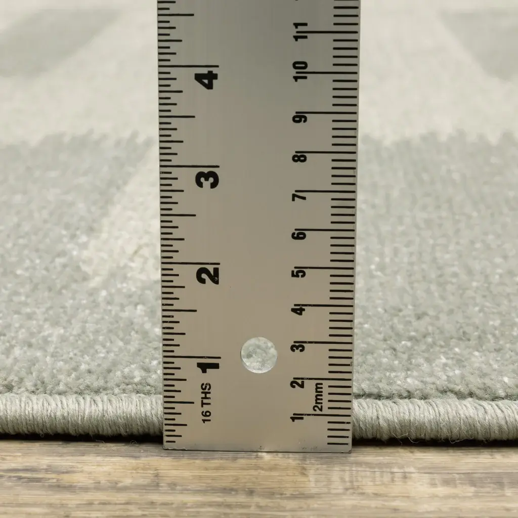 2' X 8' Beige Grey Gold And Green Geometric Power Loom Stain Resistant Runner Rug - Image 6