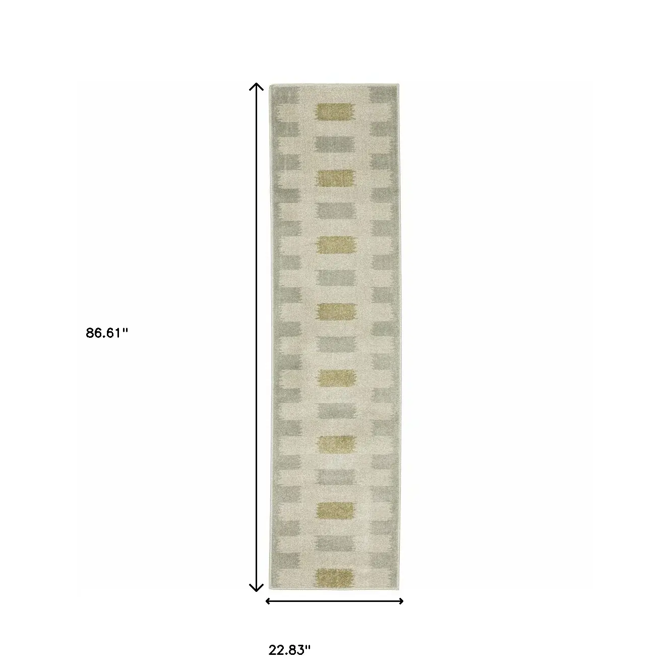 2' X 8' Beige Grey Gold And Green Geometric Power Loom Stain Resistant Runner Rug - Image 8