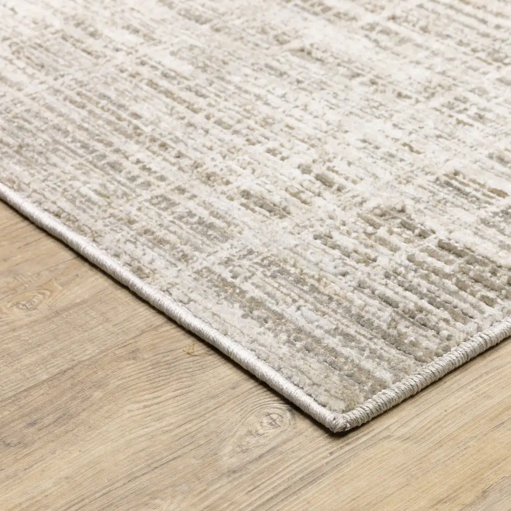 2' X 8' Beige Grey Ivory Tan And Brown Abstract Power Loom Stain Resistant Runner Rug - Image 3