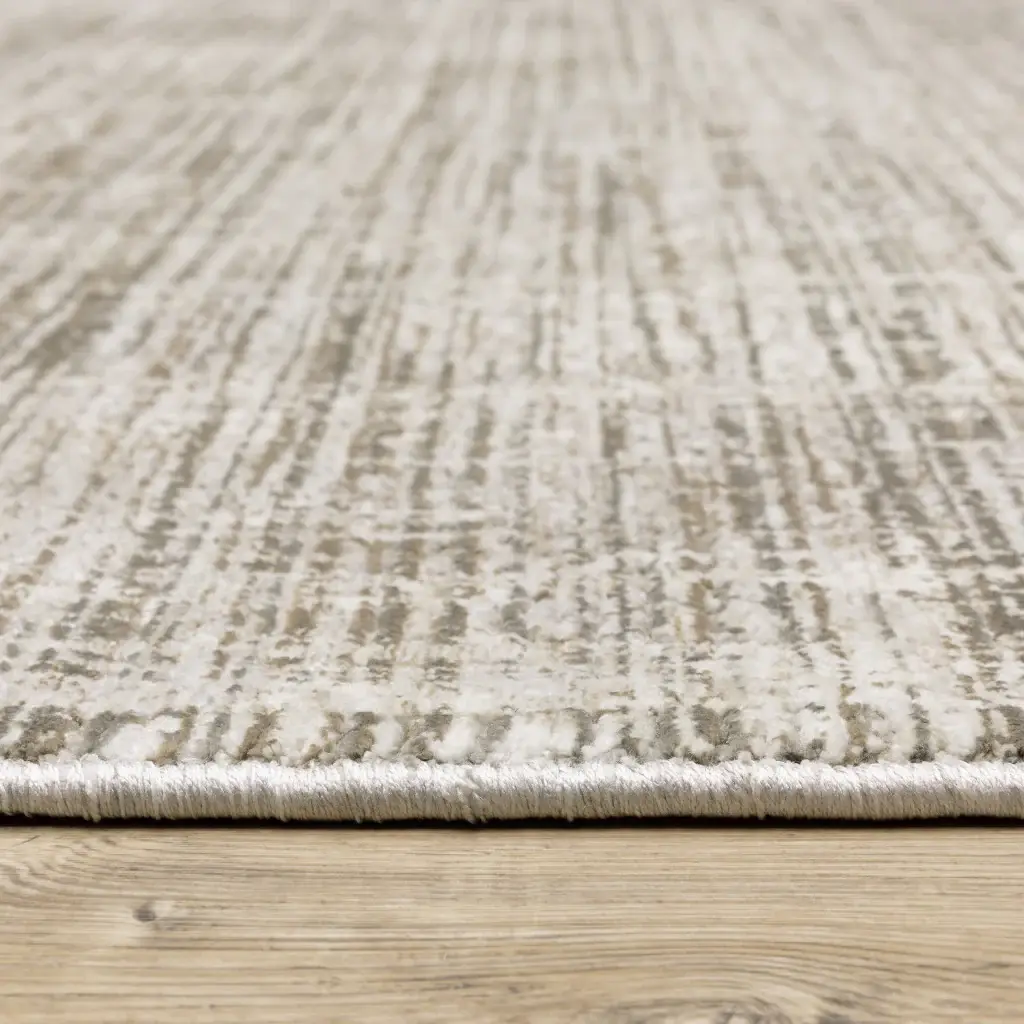 2' X 8' Beige Grey Ivory Tan And Brown Abstract Power Loom Stain Resistant Runner Rug - Image 4