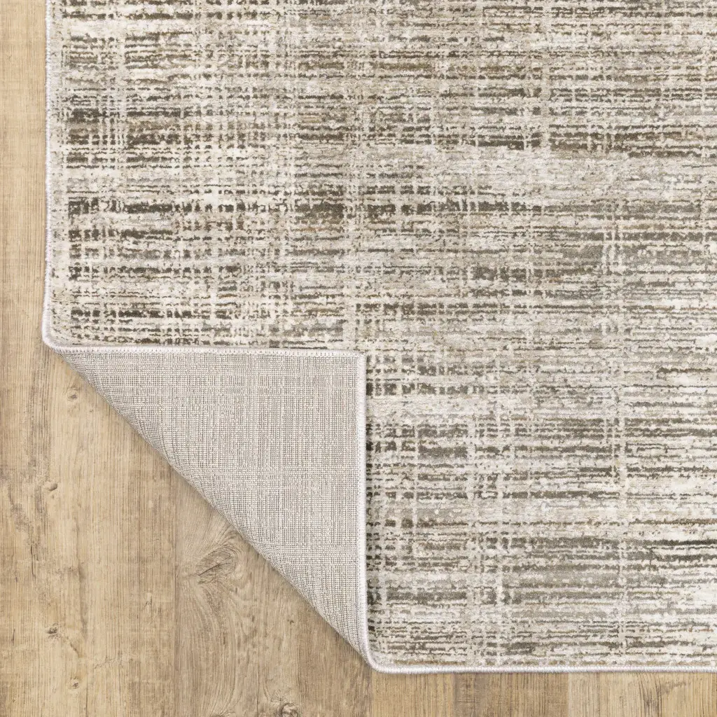 2' X 8' Beige Grey Ivory Tan And Brown Abstract Power Loom Stain Resistant Runner Rug - Image 6