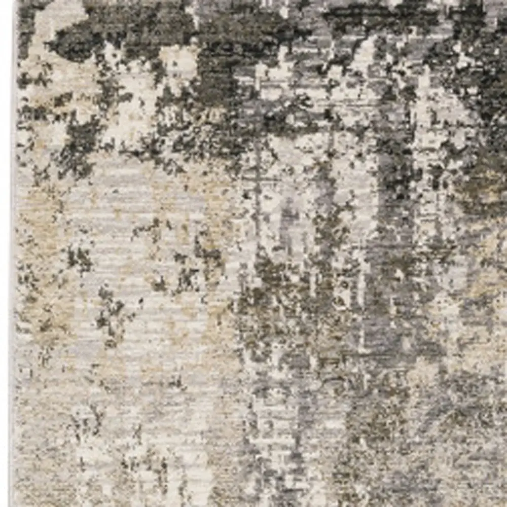 2' X 8' Beige Grey Ivory Tan And Brown Abstract Power Loom Stain Resistant Runner Rug - Image 3