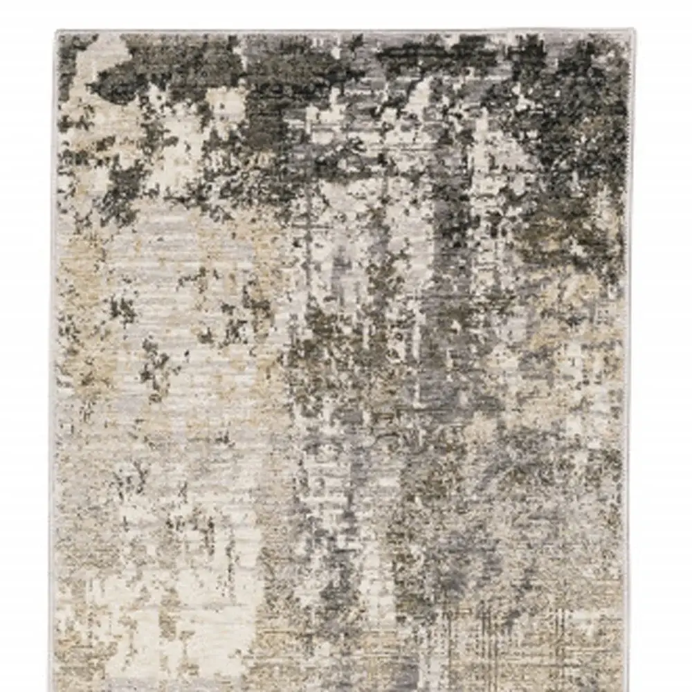 2' X 8' Beige Grey Ivory Tan And Brown Abstract Power Loom Stain Resistant Runner Rug - Image 4