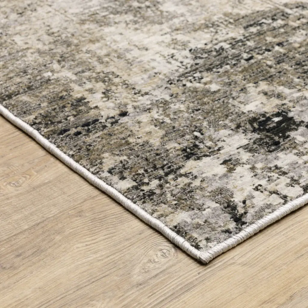 2' X 8' Beige Grey Ivory Tan And Brown Abstract Power Loom Stain Resistant Runner Rug - Image 5