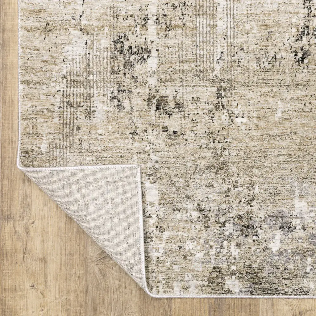 2' X 8' Beige Grey Ivory Tan And Brown Abstract Power Loom Stain Resistant Runner Rug - Image 7