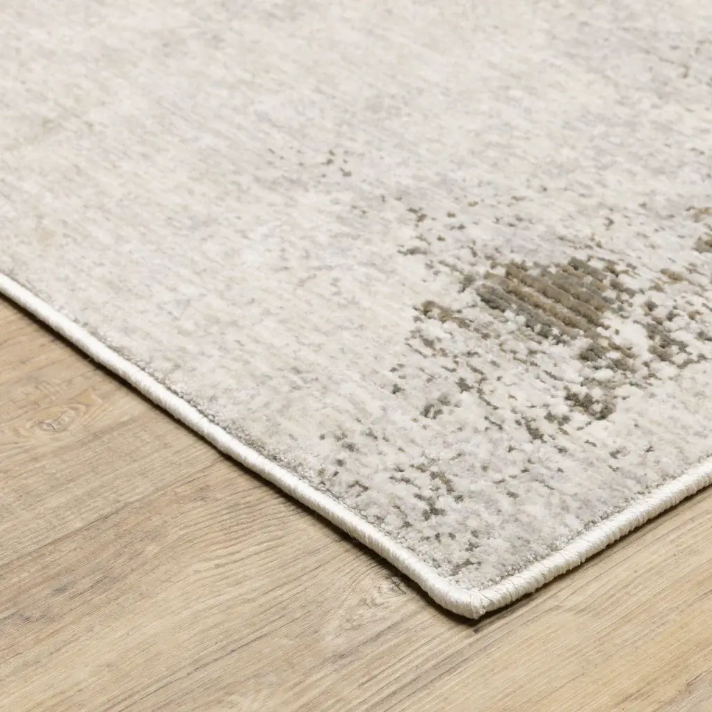 2' X 8' Beige Ivory Tan Grey And Brown Abstract Power Loom Stain Resistant Runner Rug - Image 3