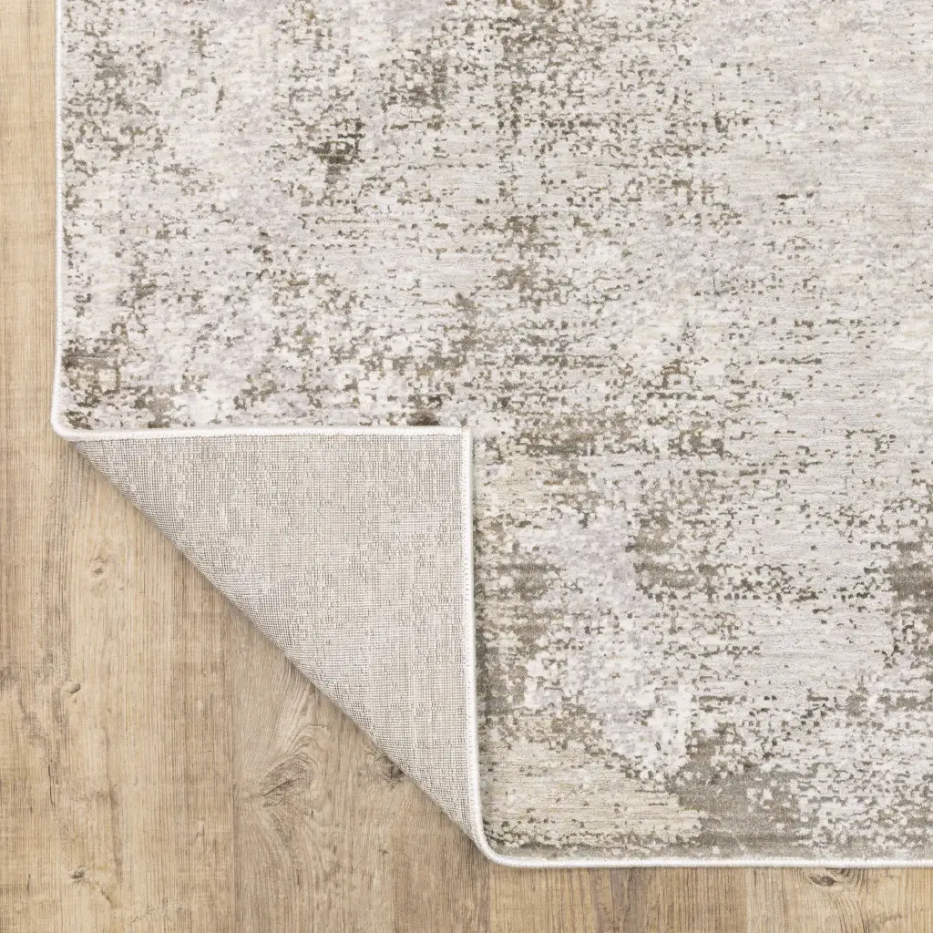 2' X 8' Beige Ivory Tan Grey And Brown Abstract Power Loom Stain Resistant Runner Rug - Image 5