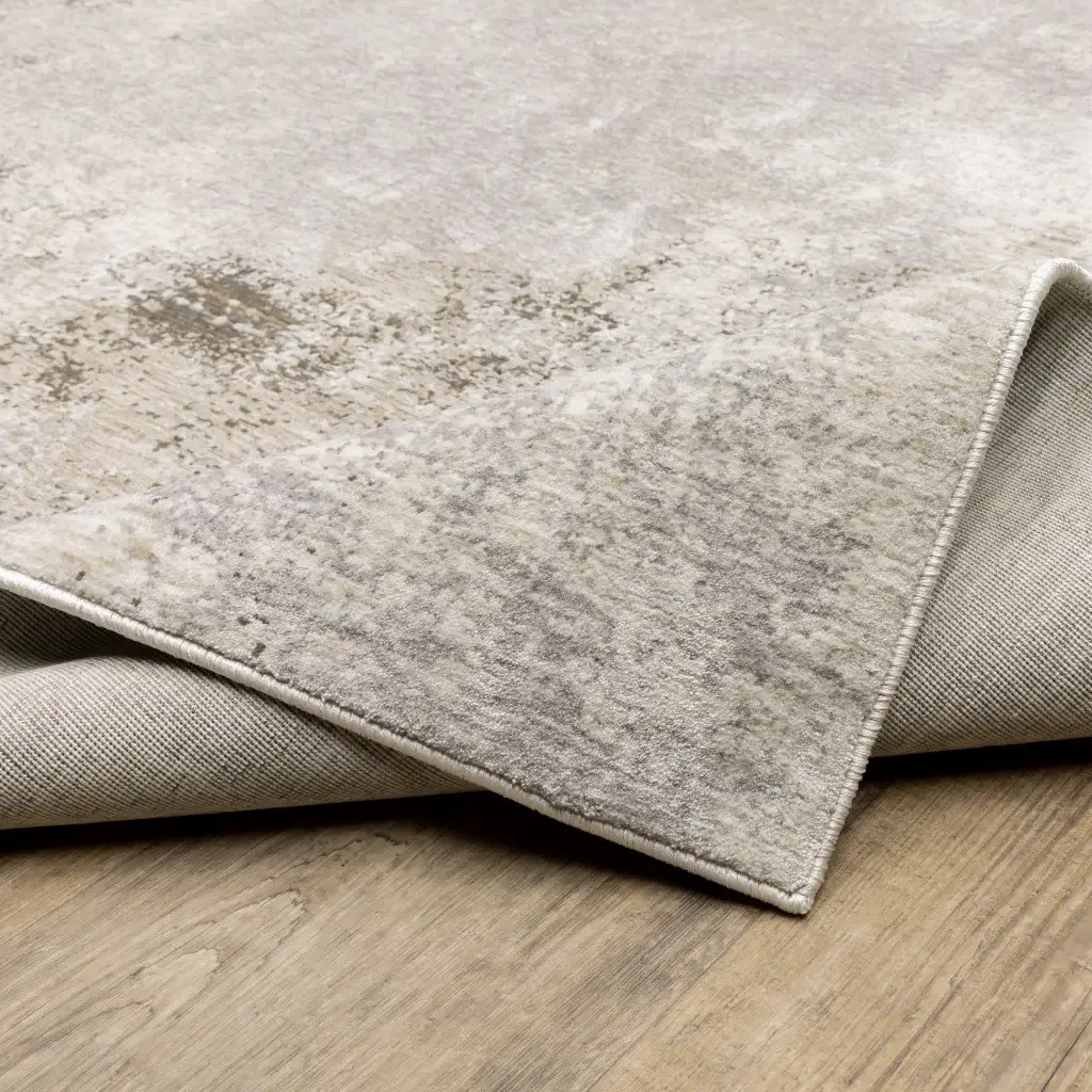 2' X 8' Beige Ivory Tan Grey And Brown Abstract Power Loom Stain Resistant Runner Rug - Image 7