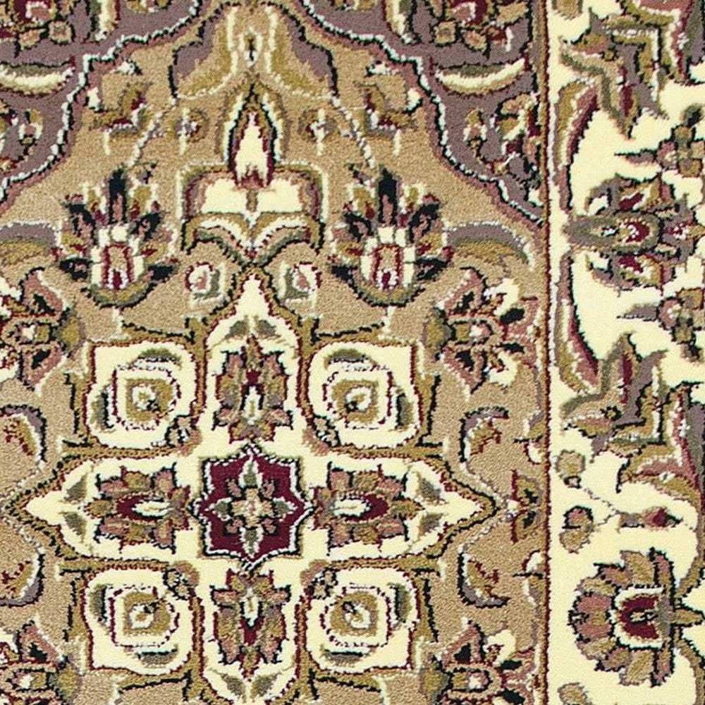 2' X 8' Beige Or Ivory Medallion Runner Rug - Image 6