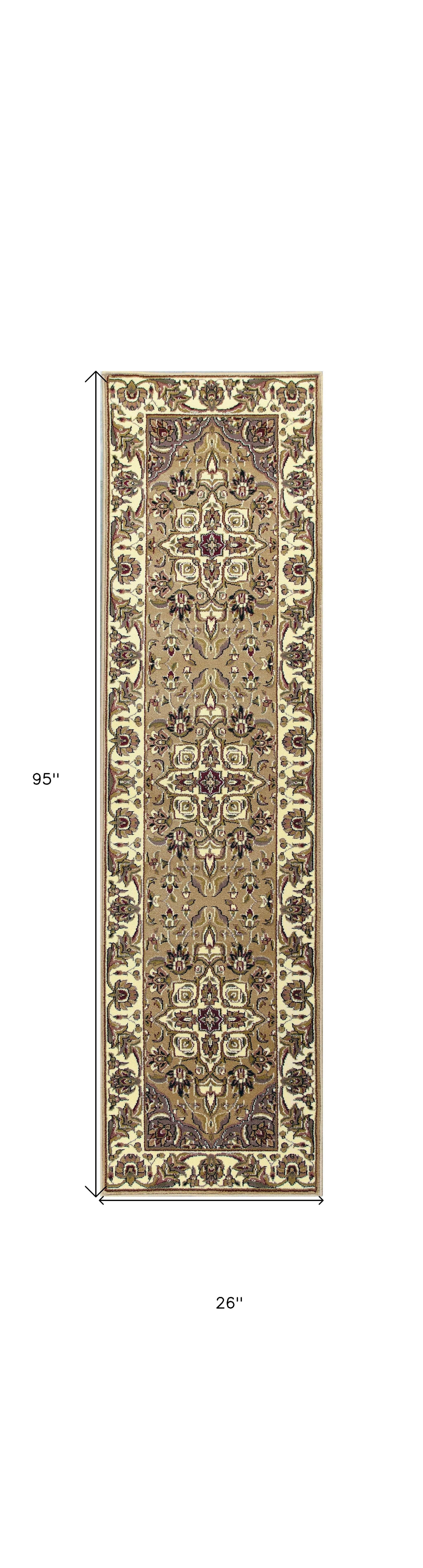 2' X 8' Beige Or Ivory Medallion Runner Rug - Image 8