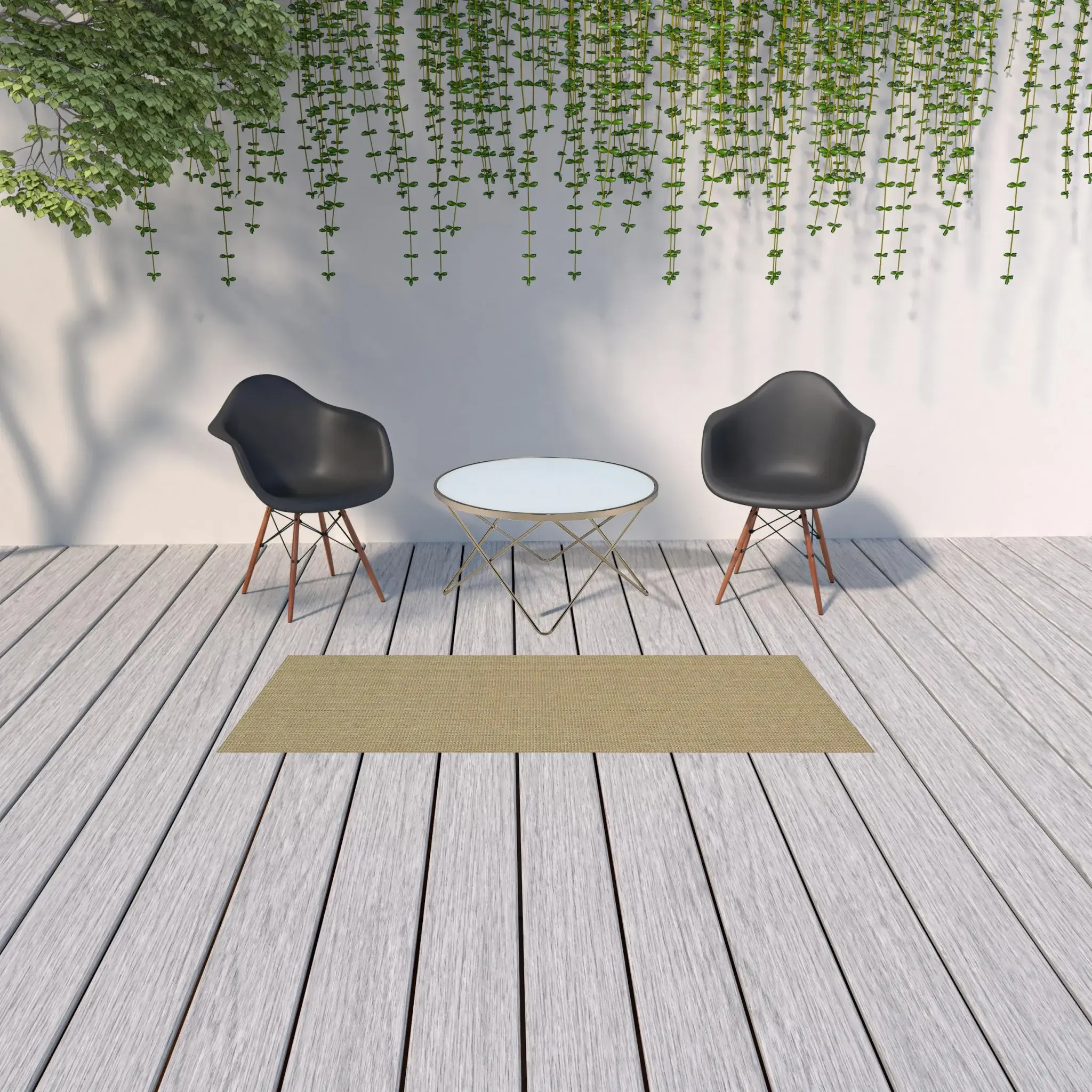2' X 8' Beige Stain Resistant Indoor Outdoor Area Rug - Image 2