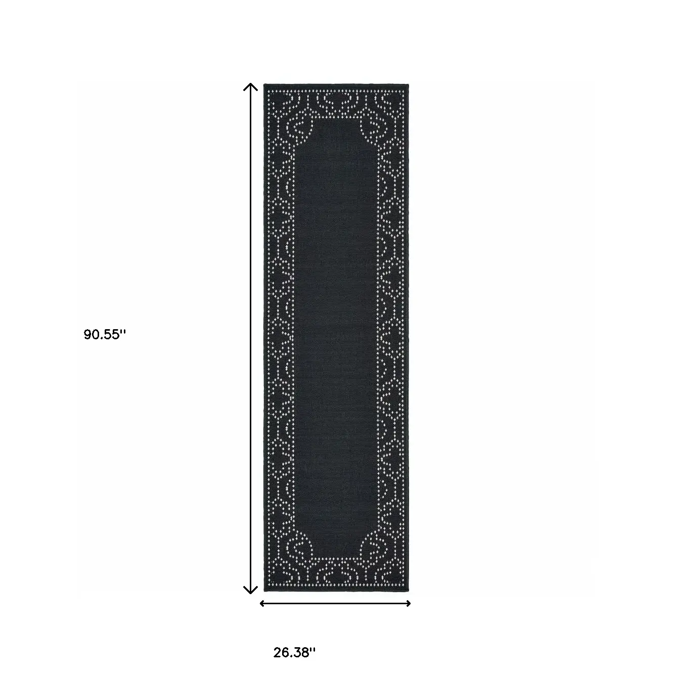 2' X 8' Black and Ivory Stain Resistant Indoor Outdoor Area Rug - Image 5